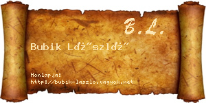 Bubik László névjegykártya